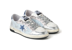 SNEAKER WEEK STAR IN CROSTA GHIACCIO E TESSUTO CELESTE CON DETTAGLI ARGENTATI ED EFFETTO USED